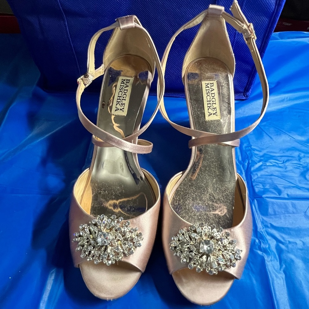Blush rhinestone wedge sandal
